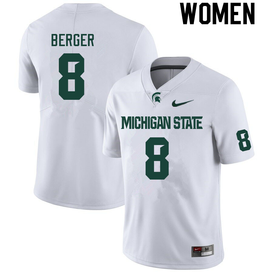 Women #8 Jalen Berger Michigan State Spartans College Football Jerseys Sale-White